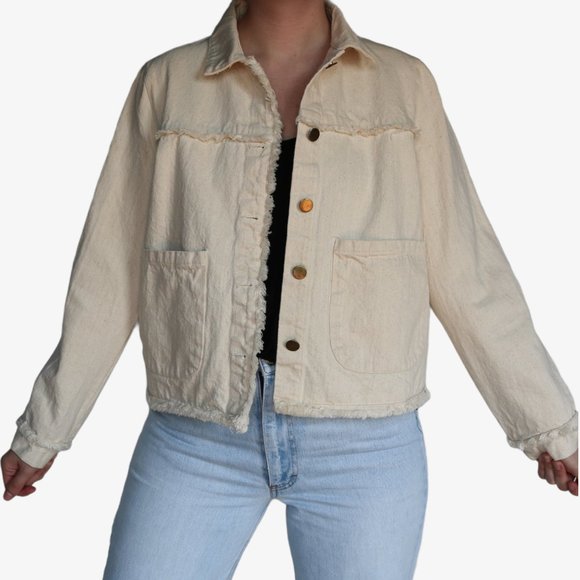 The Impeccable Pig Jackets & Blazers - Impeccable Pig Oatmeal Speckled Cream Denim Jacket